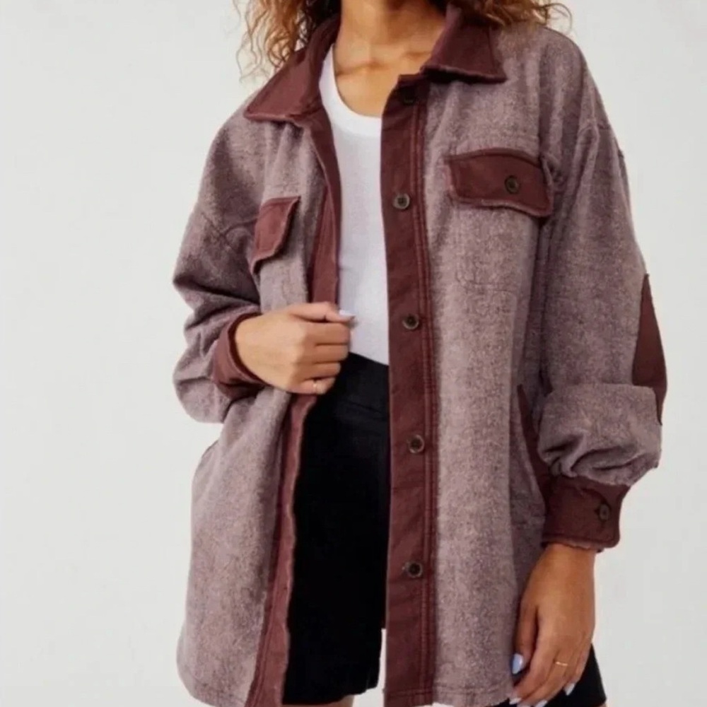 Free People Ruby Jacket Oversized Red Maroon